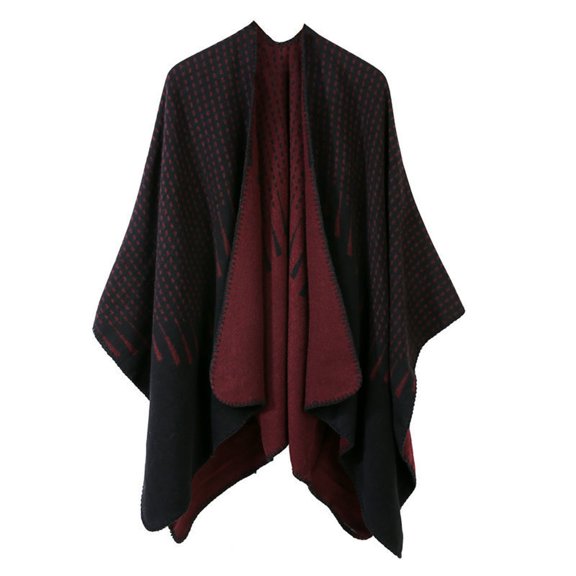 Dyfzdhu Scarf For Women Fashion Simple Tassel Pattern Jacquard Split Two Sides Versatile Imitation Poncho Windproof Warm Cape Cape Cardigan Shawl