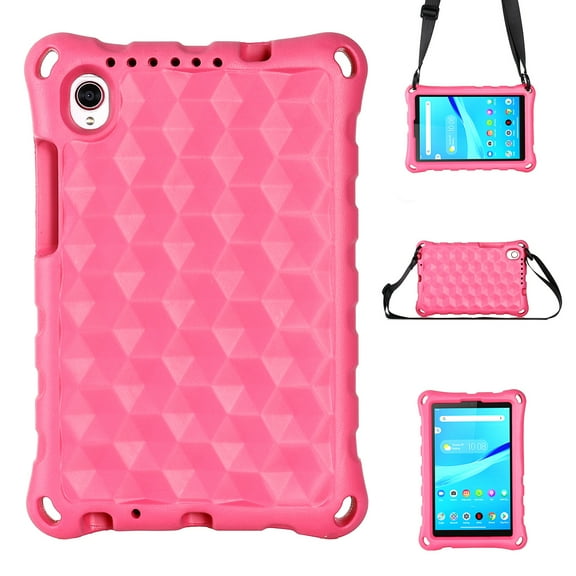 Dteck Kids Case for Lenovo Tab M8 / Smart Tab M8 / Tab M8 FHD TB-8505F / TB-8505X 2019 8.0 Inch, Lightweight EVA Silicone Shockproof Case Kids Friendly Cover with Shoulder Strap, Rose