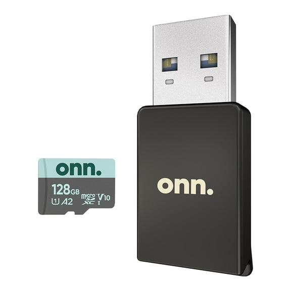 onn 128 GB Class 10 U1 MicroSDXC Flash Memory Card   Reader Bundle