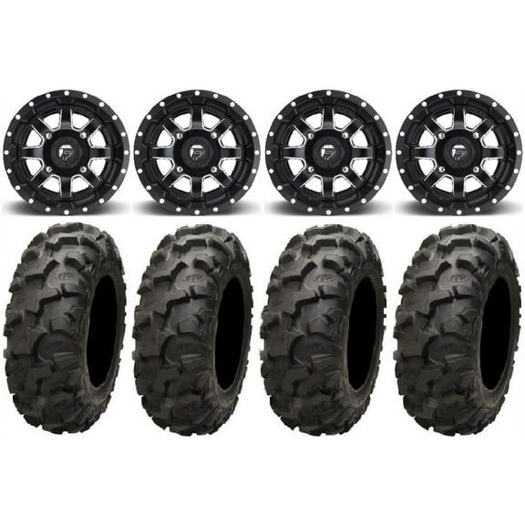 Fuel Maverick Black 14" Wheels 30" Blackwater Tires Yamaha Viking Wolverine YXZ1000R