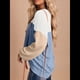 thumbnail image 5 of Moda para Mujer 2025, Camisetas Holgadas Informales de Punto con Cuello Redondo y Larga con Bloques de Color y Azul M, 5 of 7
