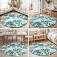 thumbnail image 4 of Round Area Rugs 7Ft, Green Monstera Leaves Non-Slip Washable Circle Rugs Carpet, Tropical Blue Palm Leaf Botanical Summer Indoor Outdoor Rug Floor Mats Throw Runner for Bedroom Living Room Bathroom, 4 of 8