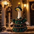 thumbnail image 5 of 2 Pcs/Set Christmas Tree Porch Goose Outfits, Lawn Goose Statue Xmas Tree Costume, Green Christmas Garden Goose Clothes Dress and Hat for 23" High Statue Xmas Holiday Patio Yard Decor, 5 of 8