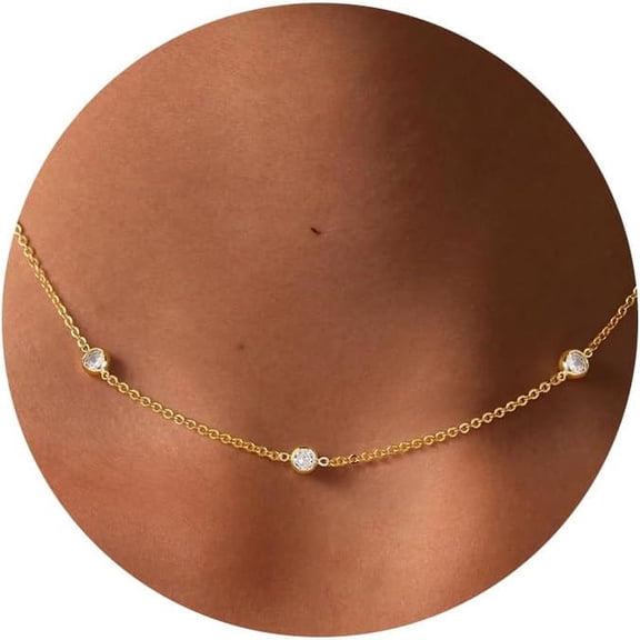 SELIVO Dainty Gold Necklace Women Simple Cz Chain Necklace Non Tarnish dainty gold necklace for women