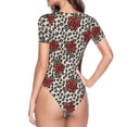 thumbnail image 4 of Naloa Leopard Print Rose Women's Short-Sleeved Onesie, One-Piece Swimsuit for Parties, dates, clubs - Medium, 4 of 9