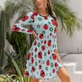 thumbnail image 5 of Fall Dresses for Women 2024, Ladybugs And Flowers 1 Womens Fall Dresses Long Sleeve Casual Tie Waist Clothes, Womens Fall Fashion 2024 Midi  Dresses Outfits with Pocket, 5 of 6