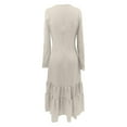 thumbnail image 6 of Women Gala Dresses Western Style Button Front Ruffle Detail Long Sleeve Maxi Dress Vintage Formal Gown Party Evening Dress White L, 6 of 6