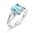 thumbnail image 2 of Gem Stone King 3.48 Ct Cushion Checkerboard Sky Blue Topaz Red Created Ruby 925 Silver Ring (Size 8), 2 of 4