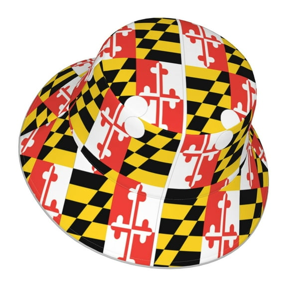 Maryland Flag Bucket Hat With Reflective Stripe Beach Sun Fishing Hat Reversible For Men Women