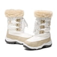thumbnail image 5 of DREAM PAIRS Kids Boys Girls Slip Resistant Faux Fur-Lined Knee High Winter Snow Boots NORDIC BEIGE/WHITE Size 4, 5 of 5