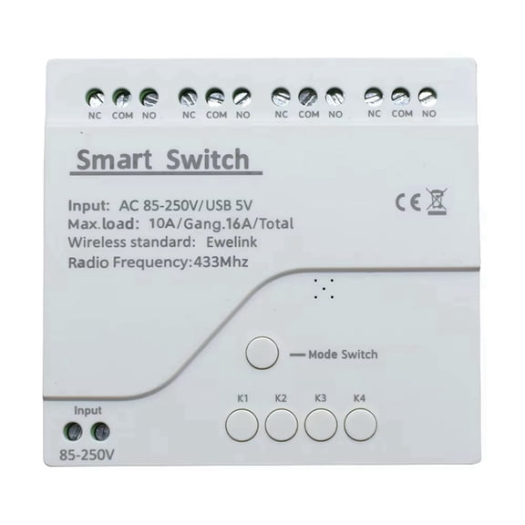 Smart Remote Control Wifi Switch Module 4CH AC 85-250V USB 5V Inching Self-Locking RF433 Receive 4 Way Relay