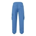 thumbnail image 5 of Rggeeun Mens Cargo Pants Male Solid Color Comfortable Drawstring Pocket Color Matching Design Overalls Pants Joggers Classic, 5 of 9