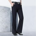 thumbnail image 3 of Men Flared Boot Cut Trousers Business Casual Classic Office No Ir, 3 of 4