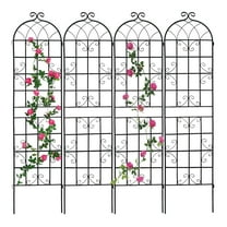 CQSXDA 4 Pack Large Garden Trellis 86.7"H x 19.7" W Heavy Duty Rustproof Black Iron Plant Trellis for Potted Plant Support Metal Climbing Rose Trellis Vine Vegetable Cucumber