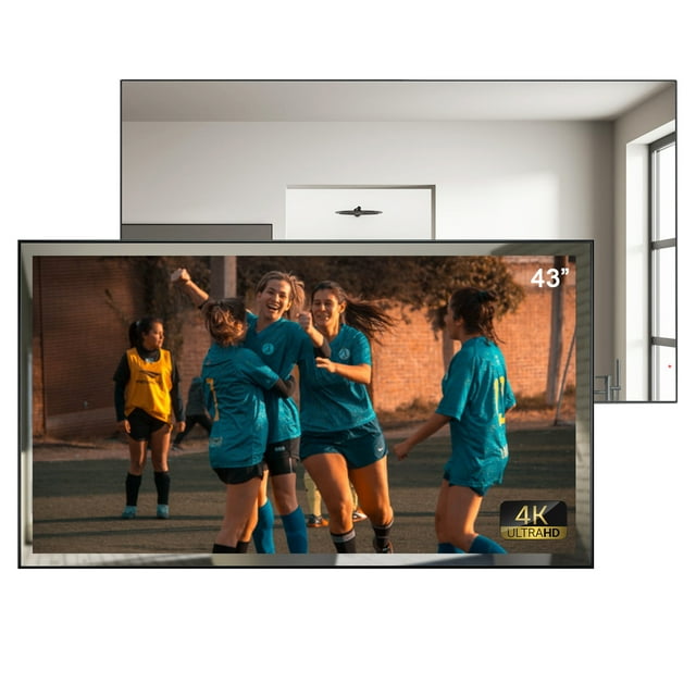 Elecsung Téléviseur LED Miroir Intelligent webOS 43 Pouces 4K UHD Salle de Bain Wi-Fi Bluetooth ATSC Étanche Commande Vocale Intégrée Nouveau Modèle