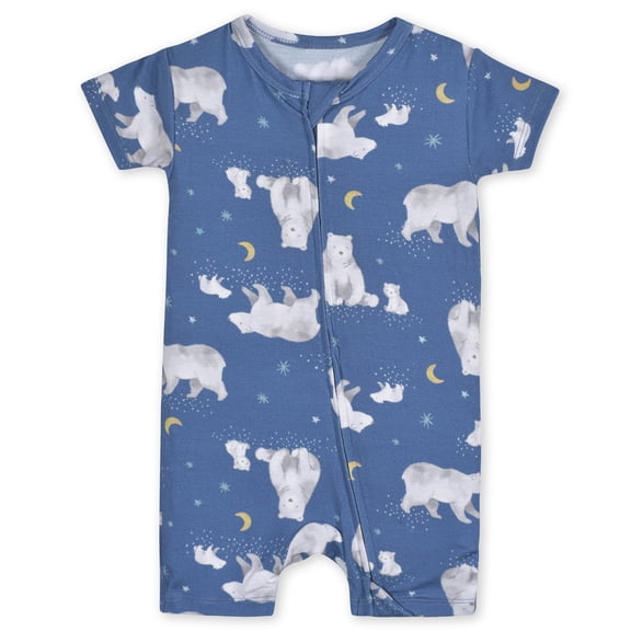 Gerber Gender Neutral Baby Buttery Soft Short Sleeve Romper with Viscose Made from Eucalyptus, Sizes 0-3M-18M