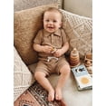 thumbnail image 6 of BemeyourBBs Newborn Baby Boy Girl Summer Clothes 2 Piece Outfits Waffle Texture Button Lapel Neck Short Sleeve Solid Color Romper and Shorts Set, 6 of 9