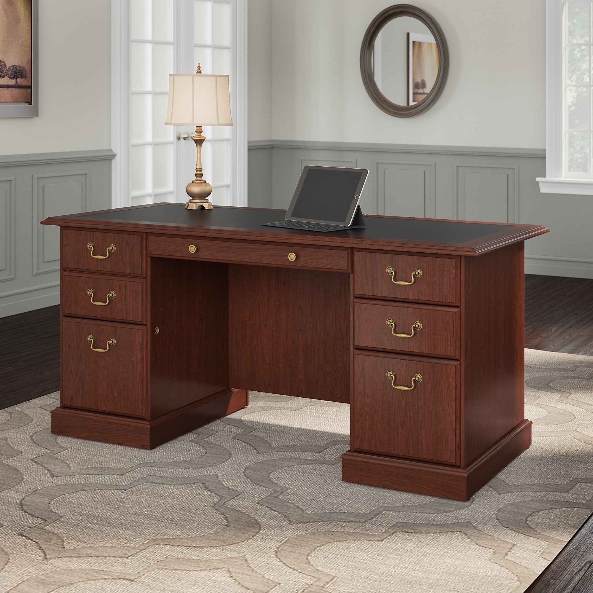 Bush Furniture Saratoga Executive Desk With Drawers Walmart Com