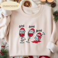 thumbnail image 2 of Drink Drank Drunk Embroidered Christmas Sweatshirt, Funny Holiday Party Crewneck, Festive Lights Shirt, Merry Xmas Sweater Gift for Her, 2 of 5
