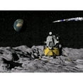 thumbnail image 2 of Apollo on surface of moon  with Saturn V rocket in the background Poster Print, 2 of 2