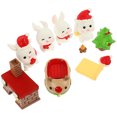 thumbnail image 3 of 10 Uds. Figuritas de conejos de resina, decoraciones de conejitos de resina en miniatura de Navidad, recuerdos de fiesta de Navidad, 3 of 5