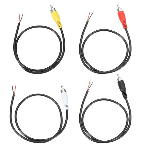 1.6FT RCA to Bare Wire Speaker Cable, 22AWG Replacement RCA Male Plug to Open End Pigtail Audio Cable Connector Adapter for Amplifier, Home Audio Speakers