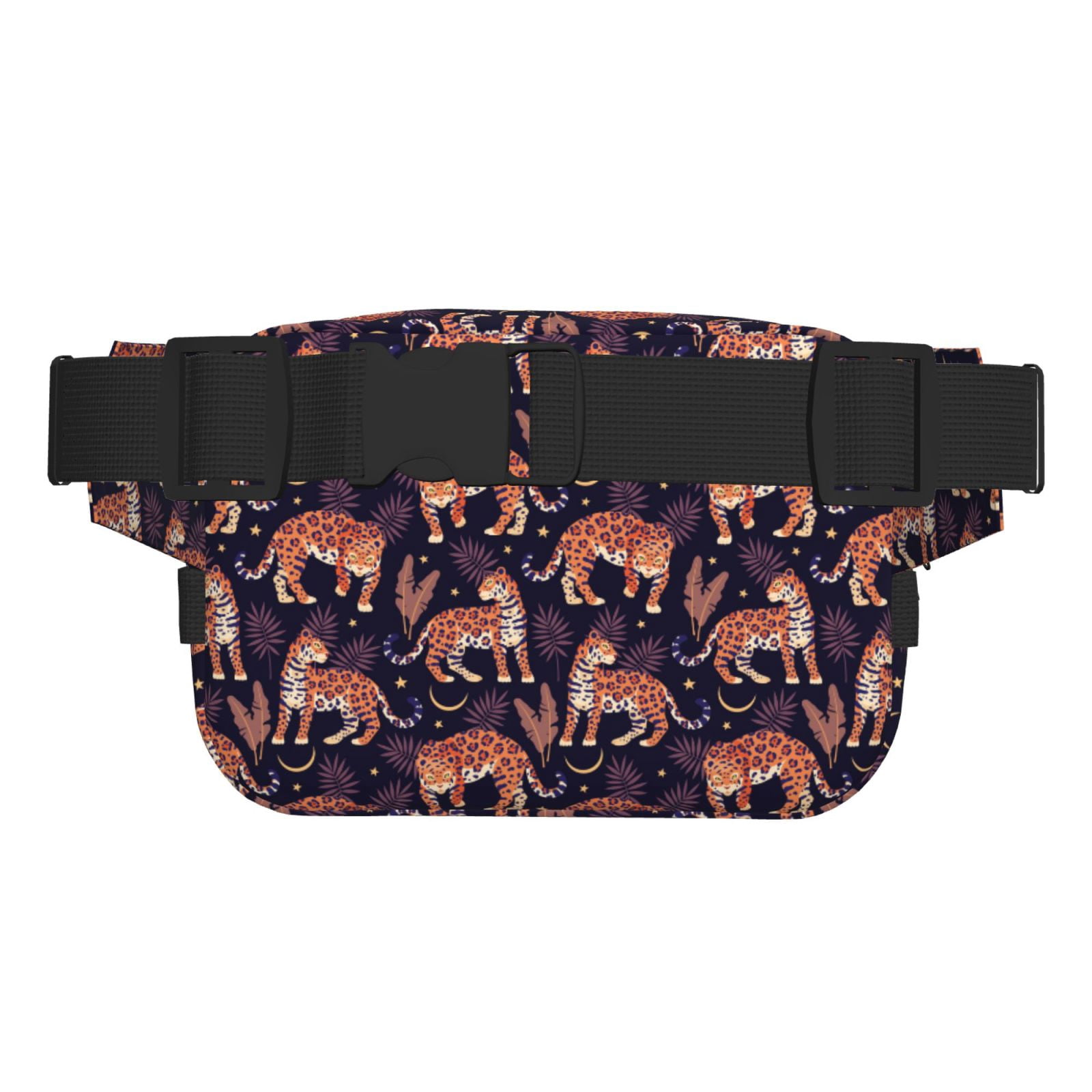 Fuzoiu Leopard Print Print Unisex Square Double Layer Waist Bag,Crossbody Fanny Pack Travel Workout Accessory