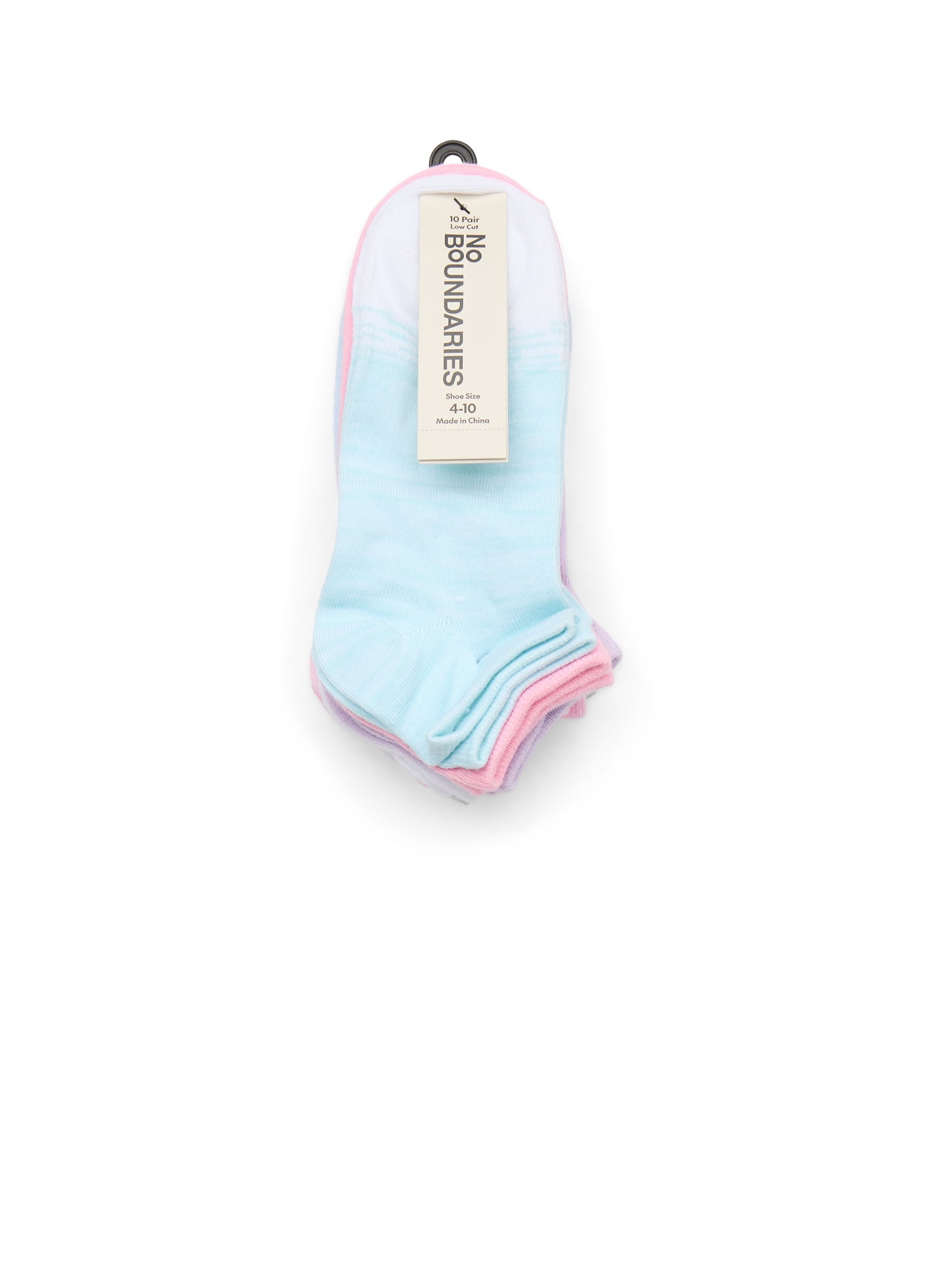 No Boundaries Womens Low-Cut Socks, 10-Pack, Sock Sizes 4-10
