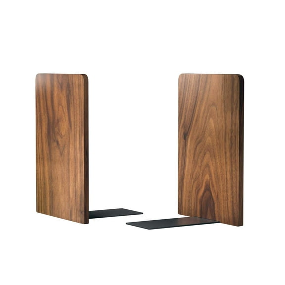 Large Bookend Hold Heavy Books- 7x4x5in 1 Pack Wood Bookends for Heavy Books Heavy Duty Walnut Book Ends for Men Wood Bookends for Office Desk Non-Skid