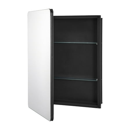KFFKFF Medicine Cabinet, 24 x 30 inch, Bathroom Cabinet with Mirror, Aluminum Frame Wall Cabinet, 2 Adjustable Shelves, Recessed or Wall-mounted Installation