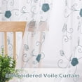 thumbnail image 2 of Yesfashion Sheer Curtains Floral Embroidered Window Curtain Grommet Voile Curtains for Living Room, Blue, 52"X84", Set of 2 Panels, 2 of 5