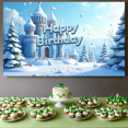 thumbnail image 3 of LUUFILx Frozen Wonderland Happy Birthday Banner Backdrop Snowy Castle Theme Winter Party Supplies Photography Props Background Decorations Celebration, 3 of 7