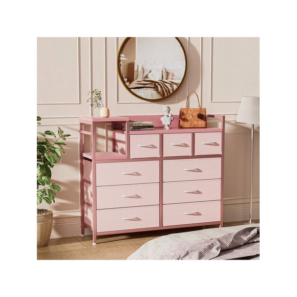 Cómoda mesa de TV con power outlet, dormitorio cómoda con 9 cajones, suitable para sala de estar y hallway