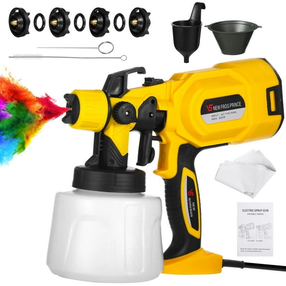 Electric Paint Sprayer, 47 oz HVLP Sprayer Tool with 4 Nozzles & 3 Patterns, Adjustable Paint Sprayer for Furniture, Fences, Walls, Garden Projects