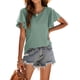 thumbnail image 5 of Minnieouse Camiseta informal para mujer, blusa calada de manga corta con volantes de Color sólido, camiseta de moda de verano para fecha de Club Type10 NO10, 5 of 6
