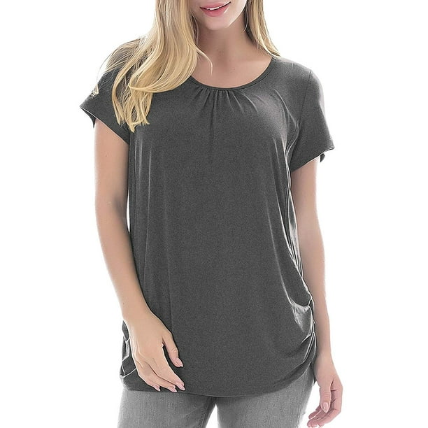 Women Maternity Short Sleeve Solid Color Nursing Tops T-shirt Breastfeeding Tshirts Tee Female Dailywear Walmart.com