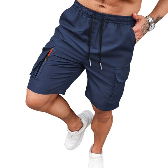 Lumtrix Men'S Shorts Casual Stretch Classic Drawstring Elastic Waist Summer Work Short With Multi Pockets Blue 3XL
