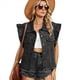 thumbnail image 2 of Chaleco Vaquero con Botones y Puños de Madera para Mujer, Estampado Liso y de Leopardo, Estilo Casual, Elegante, con Bolsillos con Solapa Gris Negro L, 2 of 10