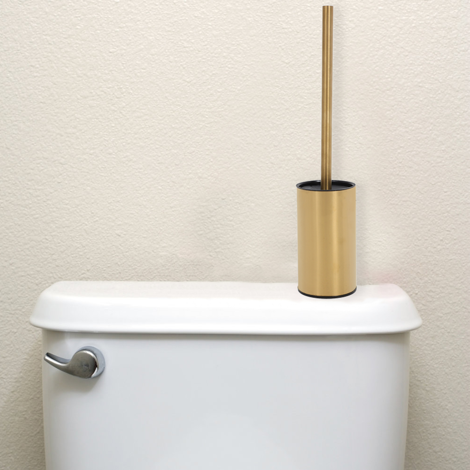 Mat Black Bowl Toilet Brush Holder 34.50X7.30X7.30CM Golden