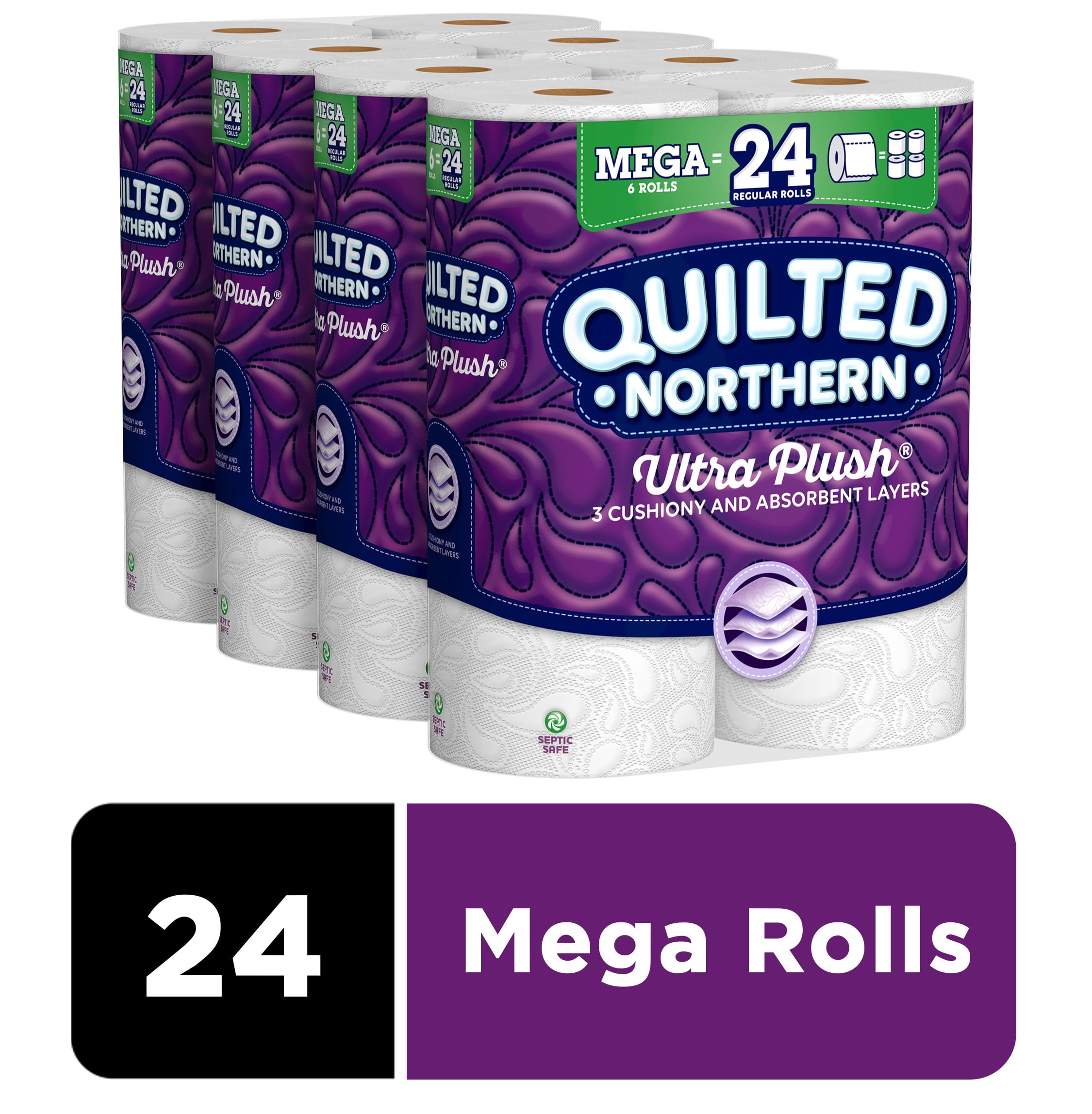 Quilted Northern Ultra Plush Toilet Paper, 24 Mega Rolls (= 96 Regular ...