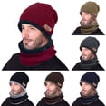 thumbnail image 4 of ShaoXinWan Men Warm Beanie Winter Thicken Hat and Scarf Two-Piece Knit Windproof Cap Two-Piece Wolf Baseball Mat, Red, 4 of 4