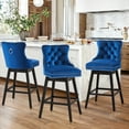 thumbnail image 2 of TEWLOSS Bar Stools Set of 3 Swivel 30" Velvet Barstools for Kitchen Island, Blue, 2 of 9