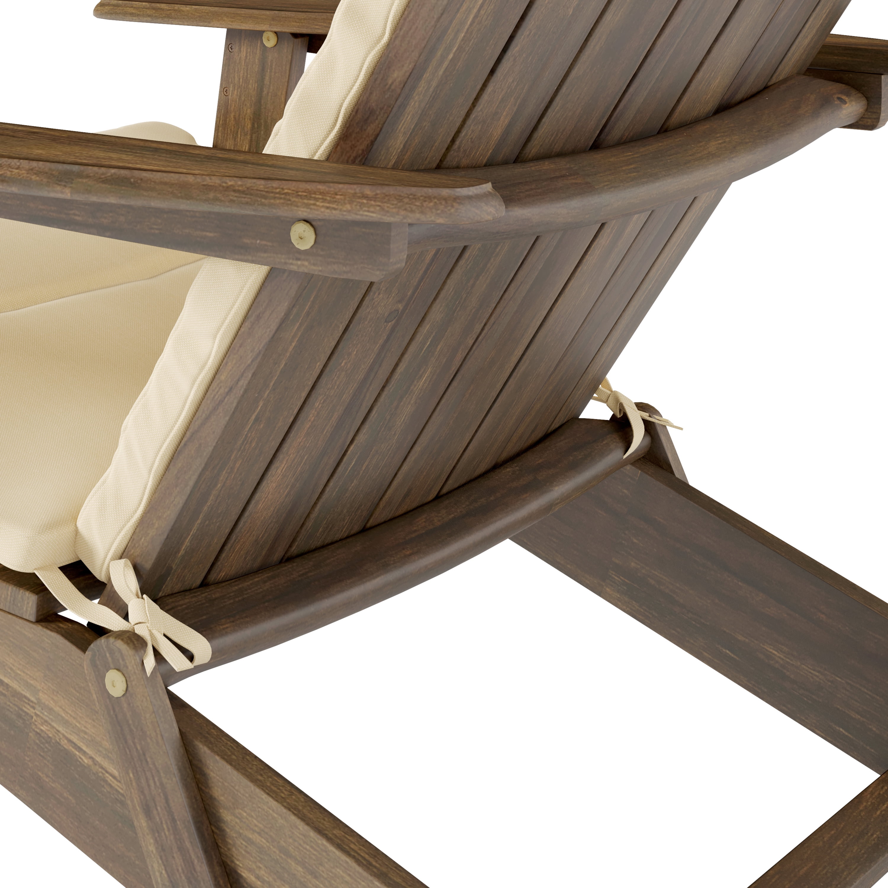 Micah Outdoor Acacia Wood Adirondack Chairs with Cushions, Grey , Khaki