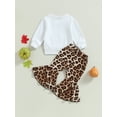 thumbnail image 4 of Wassery Baby Girls 2Pcs Fall Winter Clothes Long Sleeve Letters Print Sweatshirt Leopard Print Flare Pants 6M 12M 18T 2T 3T Toddler Pants Sets, 4 of 8
