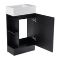thumbnail image 6 of Glavbiku Bathroom Vanity with Sink & Ceramic Top,2 Tier Shelf,Toilet Rolls Holder,18.6" W,Black, 6 of 12