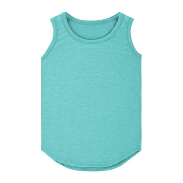 GDREDA Girl Clothes Girls Tank Tops Kids Summer Crewneck Sleeveless Shirts Dancewear 3 To14 Years Cute Tops for Girl Summer Green,4-5 Years