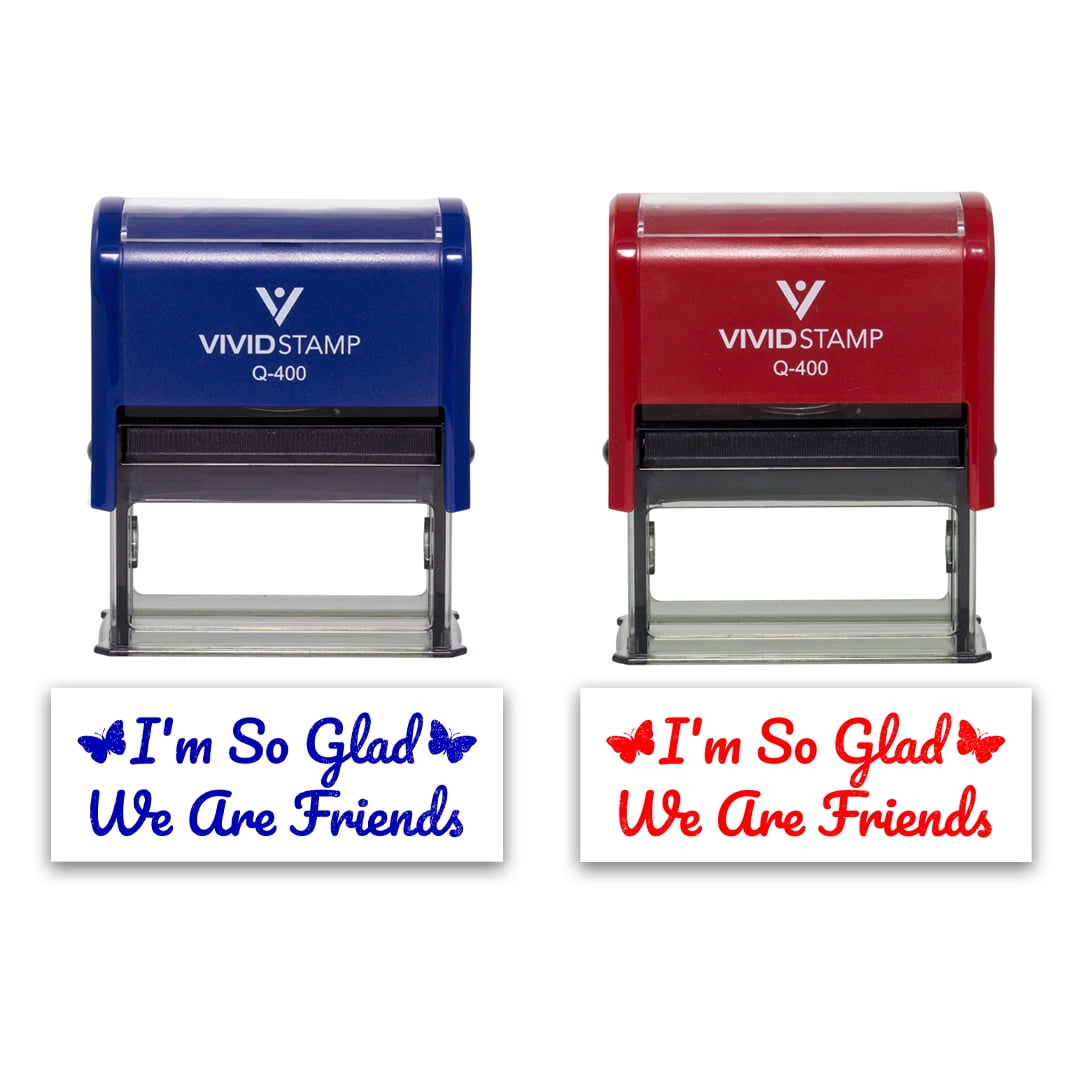 (3 pack) All Quality I'm So Glad We Are Friends Self-Inking Rubber Stamp | Family & Friends | Novelty Homely Stamps (Red Ink) - Q-400