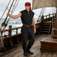 thumbnail image 2 of WULMLEO Mens Pirate Vest, Renaissance Tops Medieval Sleeveless Shirts Gothic Costumes Vampire Cosplay Cotton Outfits Black M, 2 of 7