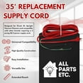 thumbnail image 2 of ALL PARTS ETC. 35-Foot Replacement Vacuum Power Cord for Oreck Upright XL Vacuum Cleaners with Handle Mount, 3-Prong 18/3 Heavy-Duty Cord for Commercial and Home Use, 2 of 7