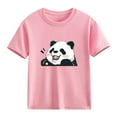 thumbnail image 4 of Cowsor Girls Panda Printed Short Sleeve Crewneck T Shirt Fun Casual Summer Top for 2-13 Years Old Outdoor Activity, 4 of 6